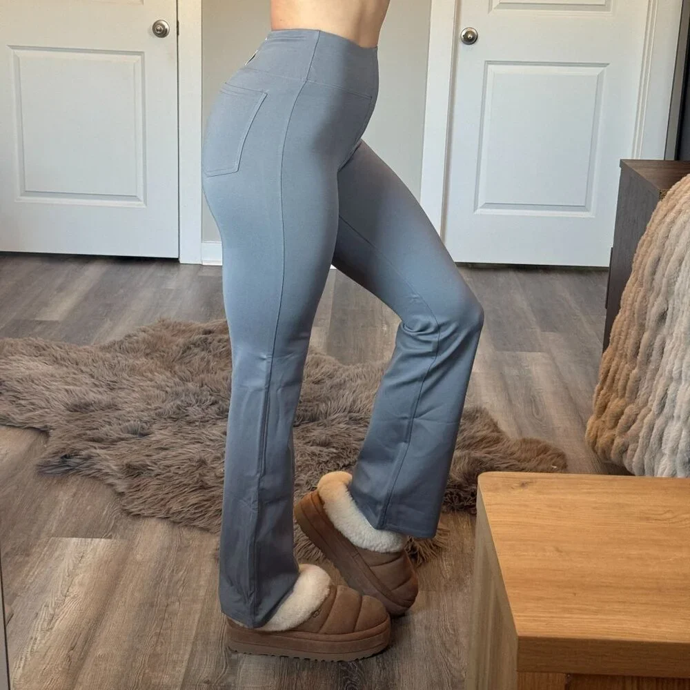 NWT Halara Flare Leggings High Waisted 4-Way Stretch Gray Athleisure Womens XS